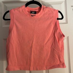 Nike cropped, mock neck, pink tank- size M